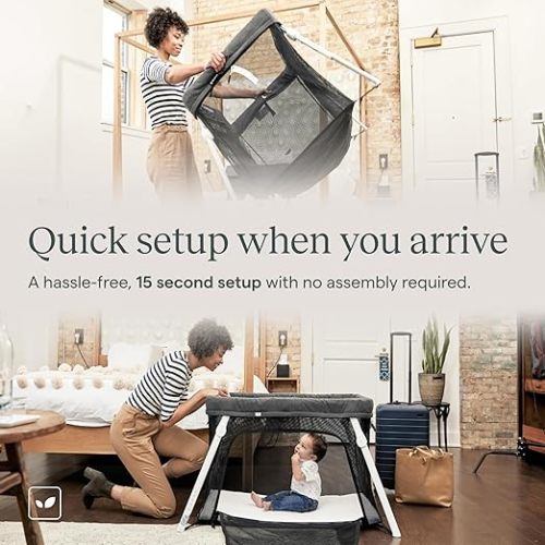 Guava Lotus Travel Crib with Lightweight Backpack Design | Certified Baby Safe Portable Crib | Folding Play Yard with Comfy Mattress for Babies & Toddlers | Compact Baby Travel Bed