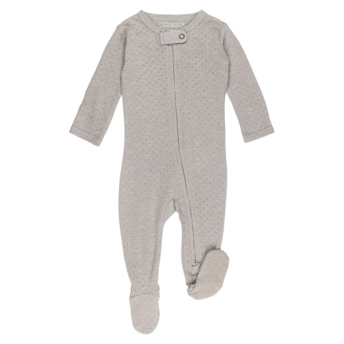 Organic Cotton Pointelle Zip Footie, 0-3m (7-12 lbs)
