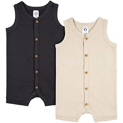 Gerber Baby Boys' 2-Pack Short Leg Romper
