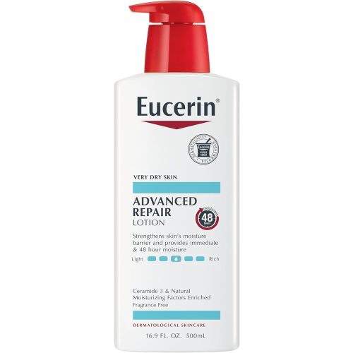 Eucerin Advanced Repair Body Lotion for Very Dry Skin, Unscented Lotion Formulated with Ceramides, 16.9 Fl Oz Bottle