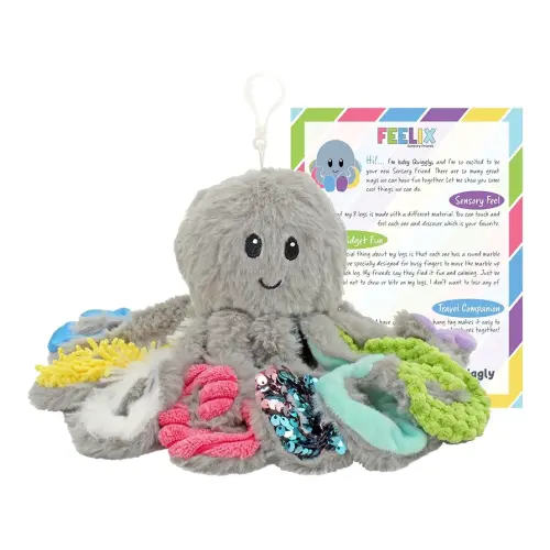 Mini Sensory Octopus Plush Toy, Travel-Size Fidget Plush for Special Needs and Sensory Fun