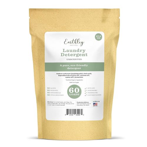 Earthley Wellness Laundry Detergent, Natural, Gentle & Effective for Sensitive Skin, Safe for Baby Clothes & Cloth Diapers, Biodegradable, Eco-Friendly, Plant-Based Cleaners (60 Loads, Unscented)