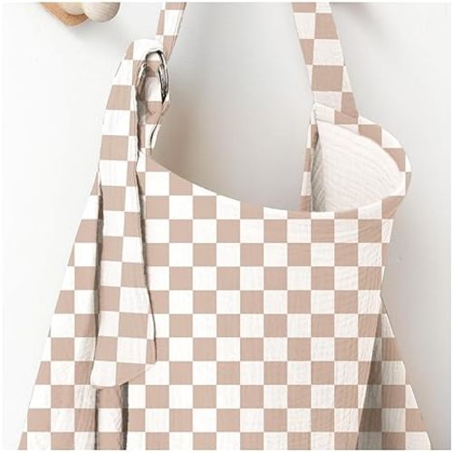 Muslin Nursing Covers for Breastfeeding, Privacy Breast Feeding Cover with Arch Neckline for Mom and Baby, Breathable 100% Cotton Nursing Apron Multi-use Stroller Cover