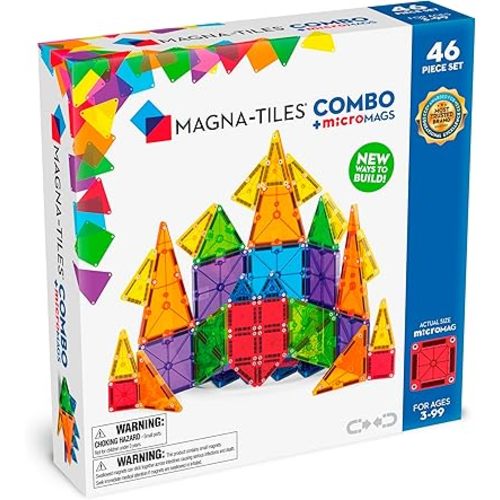 MAGNA-TILES® Combo 46-Piece Magnetic Construction Set, The Original Magnetic Building Brand