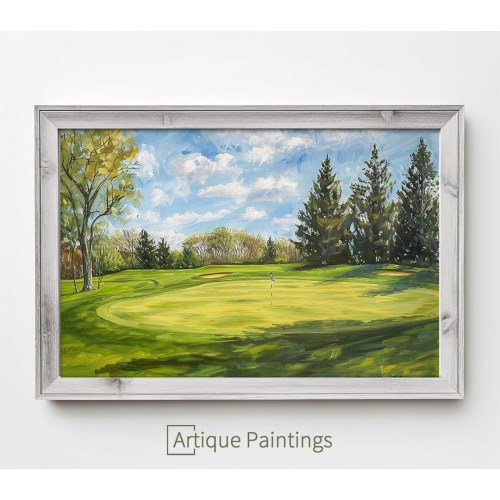 Vintage Golf Course Painting 2 | Oil Painting Art | Vintage Art | Digital Art | Sports Painting | Digital Download | Golf Painting