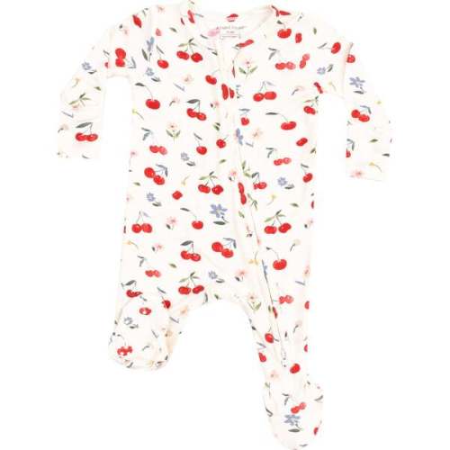 2 Way Zipper Footie, Watercolor Cherries