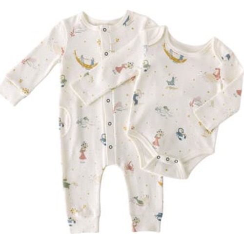 Print Long Sleeve Organic Cotton Bodysuit, 3-6M