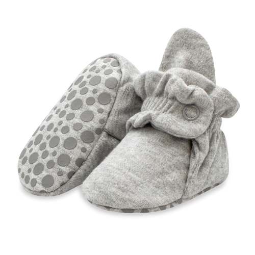 Organic Cotton Gripper Baby Bootie - Heather Gray | 3.Months