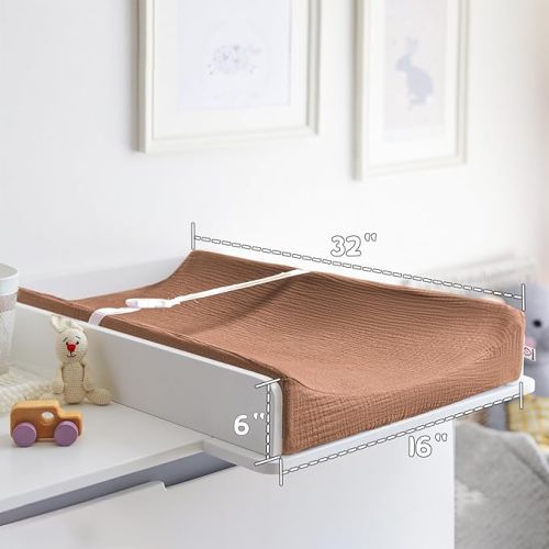 Changing Pad Covers 2Pack 100% Cotton Muslin Diaper Change Table Pad Covers 32”x16“ Soft Breathable Changing Pad Sheets for Unisex Baby Girls and Boys (Cappuccino)