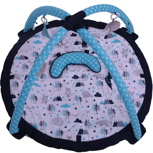 Bacati - Playmat/Baby Activity Gym with Mat, Woodlands Aqua/Navy/Grey