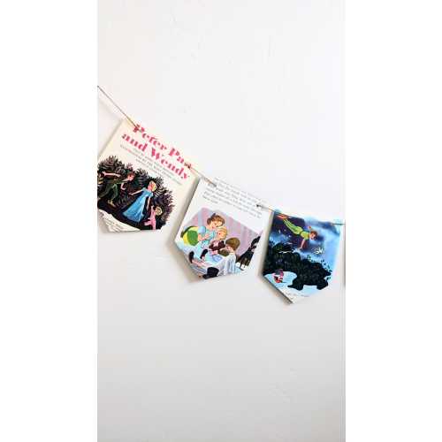 Peter Pan and Wendy Golden Book Page Garland, Children's Party Banner, Nursery Rhyme Bedroom Decoration