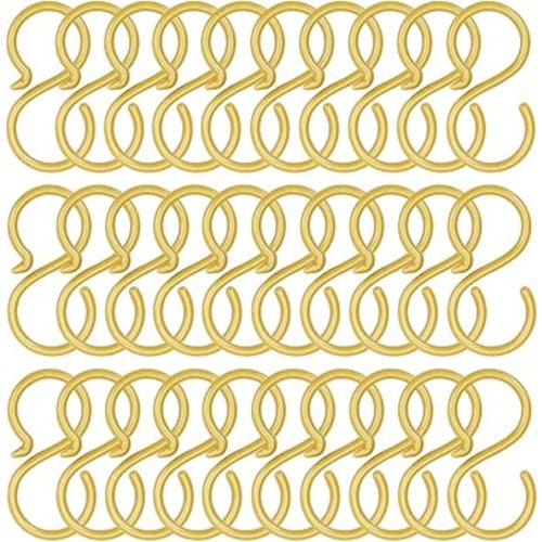 POVETIRE 30 Pack 2.5 Inch Rubber Gold S Hook for Hanging Baby Headband Hair Accessories Baby Bib NecklaceJewelry Hat Holder