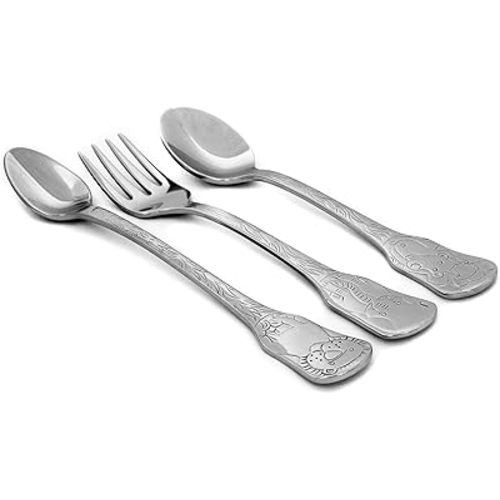 Kleynimals Safari Friends Baby Flatware Set - Made in the USA - 100% stainless steel baby forks and spoons