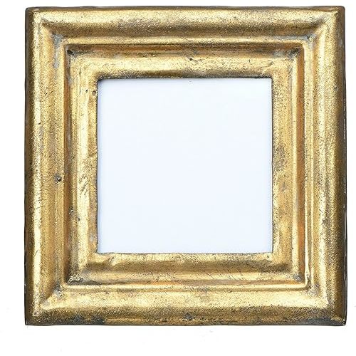 Creative Co-Op Antiqued Gold Square Picture Frame (Holds 3.5" x 3.5" Photo)