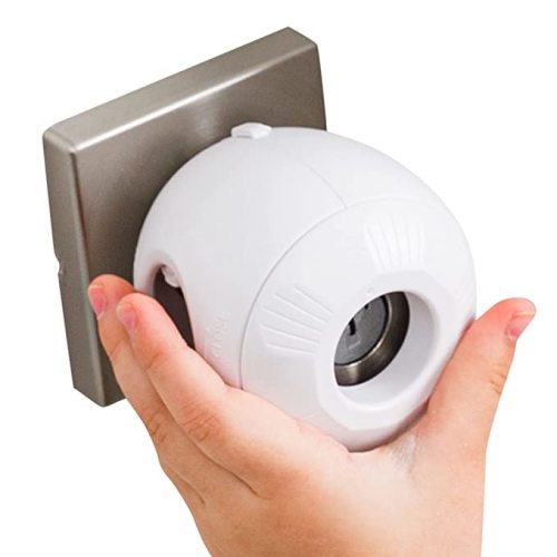 Child Safety Door Knob Cover (4 Pack) Hard-to-Remove Dual-Lock Door Handle Covers Locks for Kids - Reusable Baby Proof - Installs Easily, No Tools Needed - White