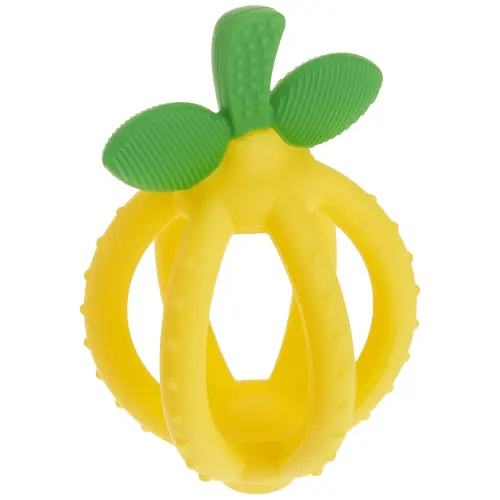 Itzy Ritzy Teething Ball & Training Toothbrush - Silicone, BPA-Free Bitzy Biter Lemon-Shaped Teething Toy Features Multiple Textures to Soothe Gums & an Easy-to-Hold Design (Lemon)