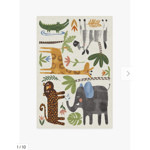 Jungle Safari Multicolor Rug | Ruggable 4'x6' Tufted Rug + Cushioned Pad