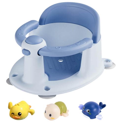 Baby Bath Seat for Babies 6 Months & Up, Bath Seats for Babies Sitting Up, Non-Slip Toddler Bath Seat, Baby Bathtub Seat with Suction Cup, Blue