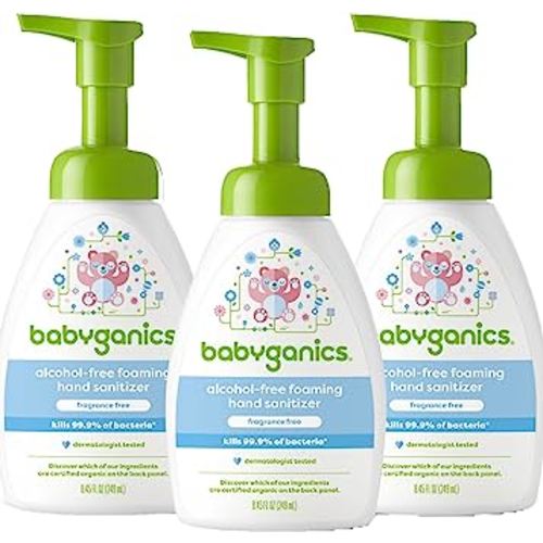 Babyganics Foaming Pump Hand Sanitizer, Alcohol Free, Fragrance Free, Kills 99.9% of Common Bacteria, Moisturizing, 8.45 Fl Oz (Pack of 3)