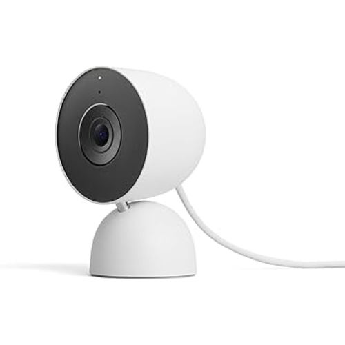 Google Nest Cam Indoor (Wired, 3rd Gen) - Security Camera with 2K Video and Gemini, Night Vision, 2-Way Audio, Works with Google Home - 2025 Model - Snow