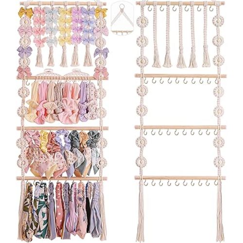 Bow Holder for Girls Hair Bows - Bow Organizer for Girls, Wall-Mounted Baby Headband Organizer, Headband Holder for Baby Girl