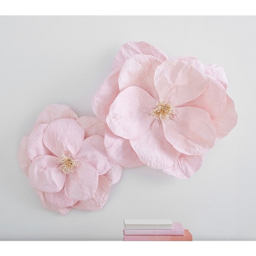 Jumbo Crepe Pink Paper Flowers Set of 2