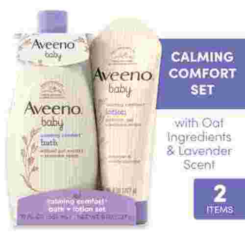 Aveeno Baby Calming Comfort Bedtime Unisex Infant Baby Gift Set with Wash and Lotion, Lavender Scent, 2 Items