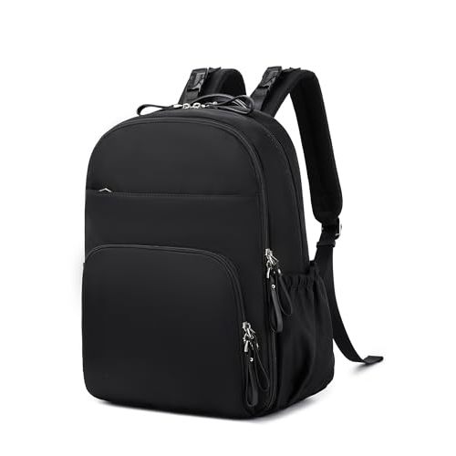 PAOIXEEL 14 Pockets Diaper Bag Backpack, Lightweight Water-Resistant, Anti-Theft Pocket and Stroller Clips, Black