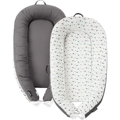 JOLLITO Baby Lounger for Baby Girls & Boys, Infant Lounger Cover, Newborn Essentials for Baby 0-12 Months, Baby Play Mat,100% Cotton Breathable, Portable Travel, Babies Essentials Gifts