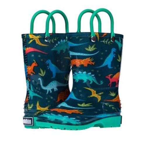 Wildkin Kids Waterproof Pull-on Rain Boots, Size 10 (jurassic Dinosaurs)