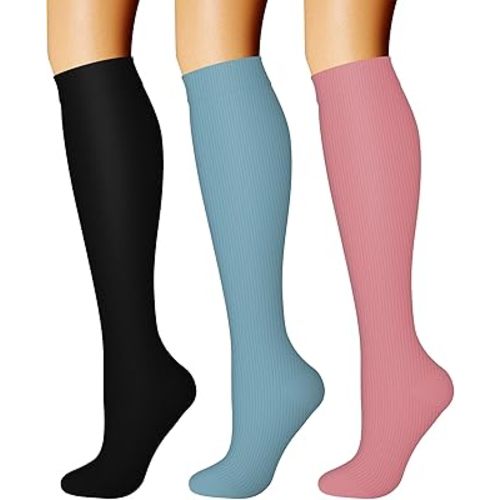 CHARMKING Compression Socks for Women & Men Circulation (3 Pairs) 15-20 mmHg is Best Support for Athletic Running Cycling