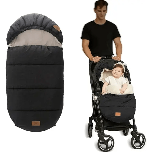 LAT Baby Warm Bunting Bag Universal,Stroller Sleeping Bag Cold Weather,Waterproof Toddler Footmuff(Detachable,Black)