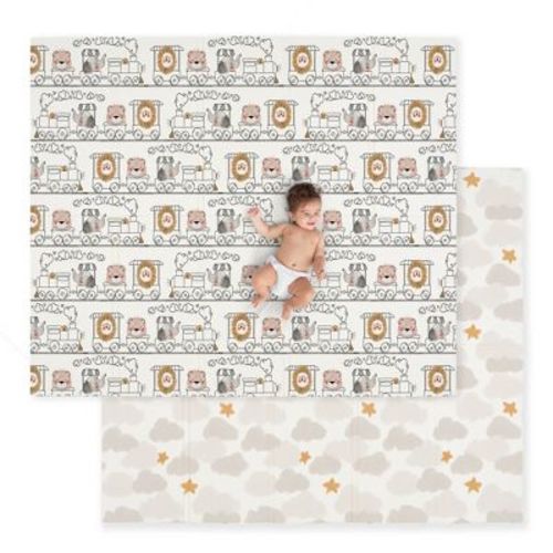 Jumpoff Jo - Waterproof Foam Padded Play Mat For Infants, Babies, Toddlers, Play Pens & Tummy Time, Foldable Activity Mat - Rainbow Dash