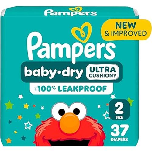 Pampers Diapers - Baby Dry - Size 2, 37 Count, Absorbent Disposable Infant Diaper (Packaging May Vary)