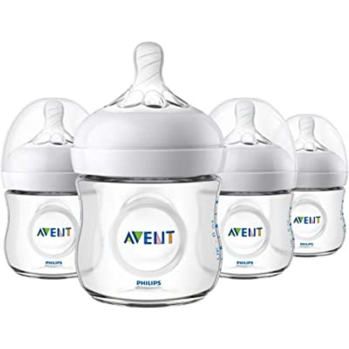 Philips Avent Natural Baby Bottle, Clear, 4 Oz, 4 Pack, SCF010/47