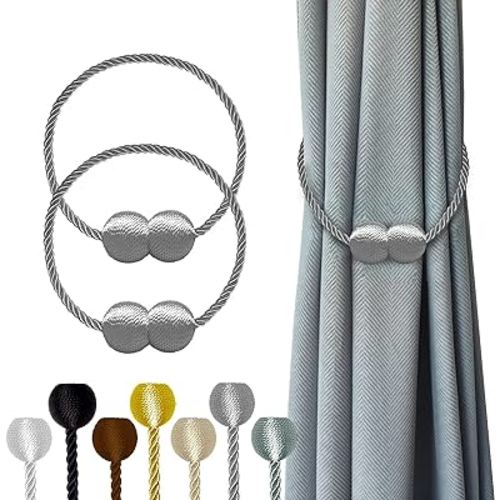 Hion Magnetic Curtain Tiebacks 2pcs - Grey Ball
