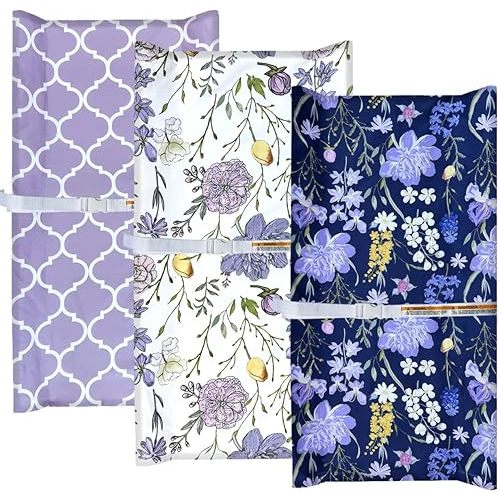 AMROSE 3 Pack Changing Pad Covers, 32" x 16" Ultra Soft Microfiber Diaper Change Table Sheets for Baby Girls, Violet