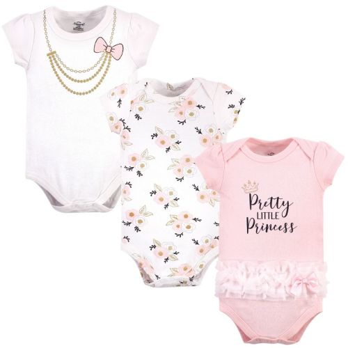 Little Treasure Baby Girl Cotton Bodysuits 3pk, Pretty Princess, 0-3 Months