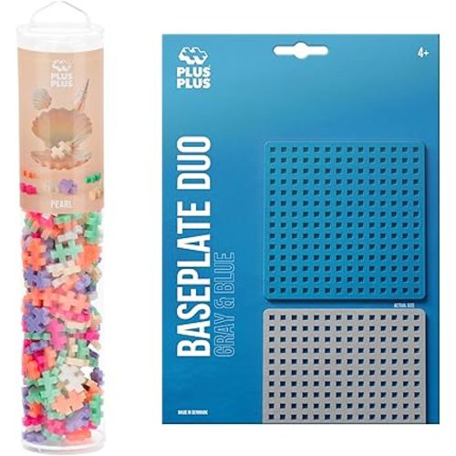 PLUS PLUS 240 Piece Pearl Mix Tube & Baseplate - Mini Interlocking Building Blocks Set, Stem Toys for Kids - Sensory Bin Fillers/Waffle Blocks Gifts for Boys & Girls
