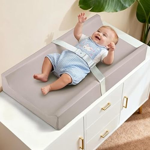 Mallify Baby Changing Pad, Waterproof & Wipeable Vegan Leather Diaper Changing Mat, Non-Slip Changing Pad for Dresser, Changing Table (Grey)