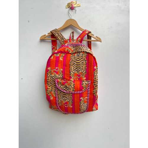 Block PrintSchool Backpack, Stylish Tiger Print Bag, Carry Bag, Special Gift for Fashion Lovers Women Gifts