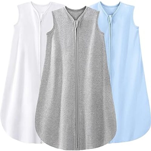 Yoofoss Baby Sleep Sack 0-6 Months 100% Cotton 0.5 TOG Baby Sleeping Bag 2-Way Zipper Toddler Wearable Blankets 3 Pack Breathable Lightweight (Small)