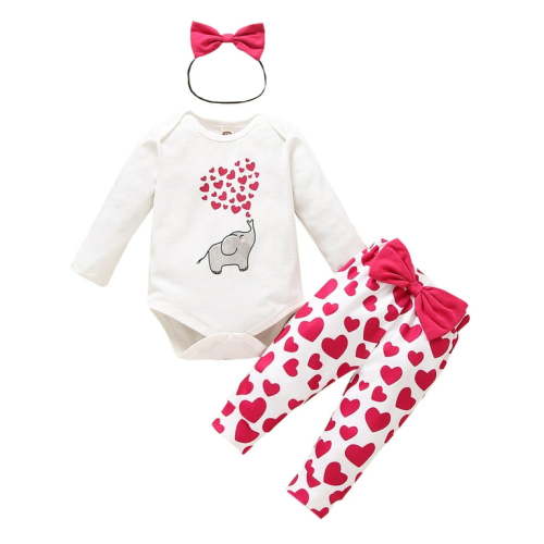 Emmababy Infant Baby Girls Clothing Valentine's Day Outfits Romper Hearts Pants