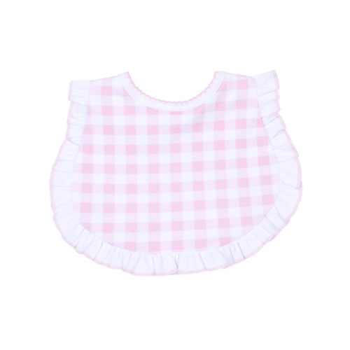 Baby Checks Pink Ruffle Bib