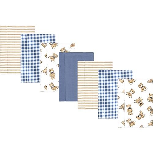 Hudson Baby Unisex Baby Flannel Burp Cloth 7pk, Gentleman Bear, One Size