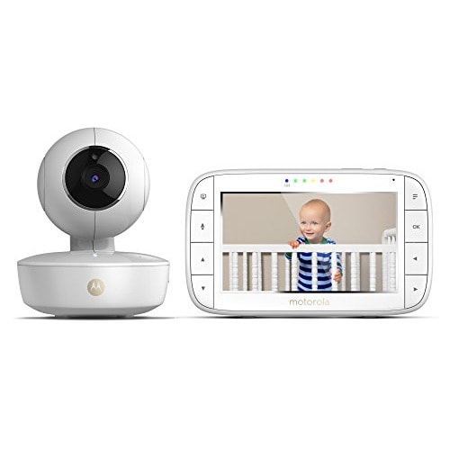 Motorola Video Baby Monitor 5” Color Parent Unit, Remote Pan/Tilt/Zoom, Portable Rechargeable Camera, Two-Way Audio, Night Vision, 5 Lullabies, MBP36XL - White