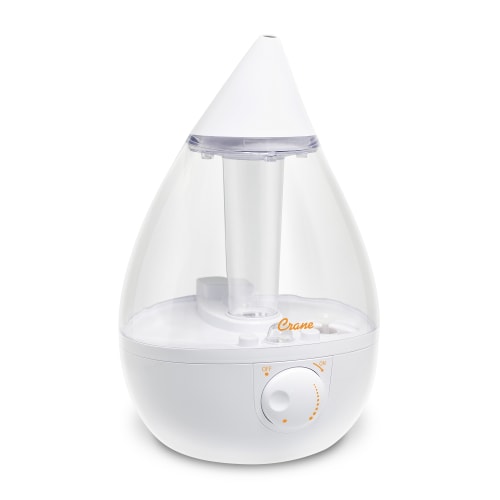 Crane USA Drop Ultrasonic Cool Mist Humidifier, Clear and White