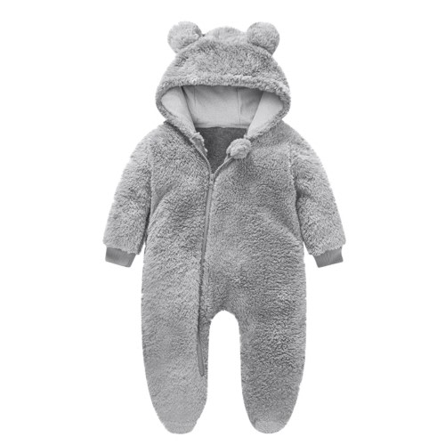 Jgppe Newborn Baby Fleece Footie Snowsuit Warm Cute Ear Shape Hooded Outfits for Girls Boys 0-12 Months