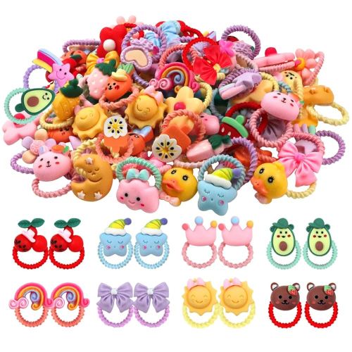 WillingTee 80Pcs Baby Hair Ties for Girls,Cute Small Hair Ties for Thin Hair,40 Pairs Ponytail Holders Elastic Hair Rubber Bands Hair Accessories for baby girls infant toddler kids