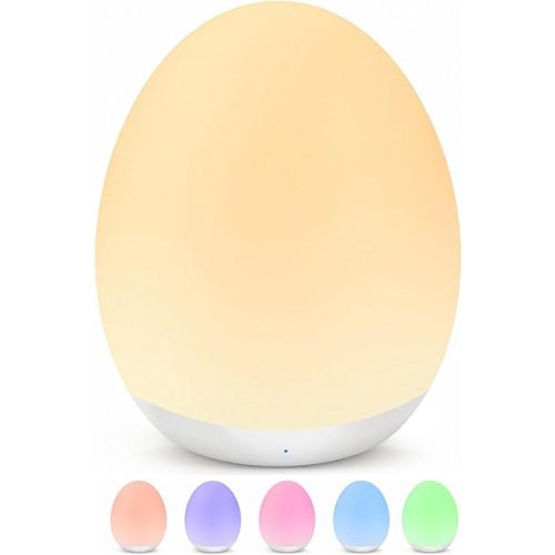 MediAcous Night Light for Kids, Egg Light for Nursery, 7 Colors Changing & Stepless Dimming, Soft Silicone Touch Night Lamp with 1 Hour Timer, Rechargeable Nursery Night for Breastfeeding